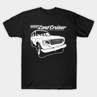 Hand-drawn FJ60 with emblem in white T-Shirt